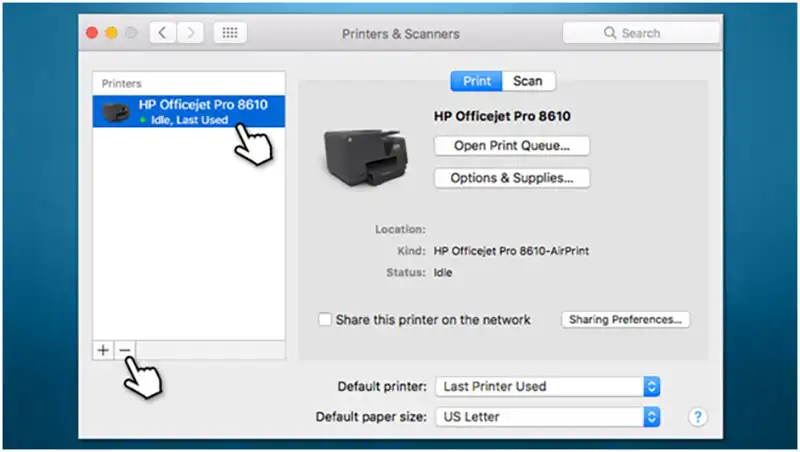 Reset HP printer on Mac